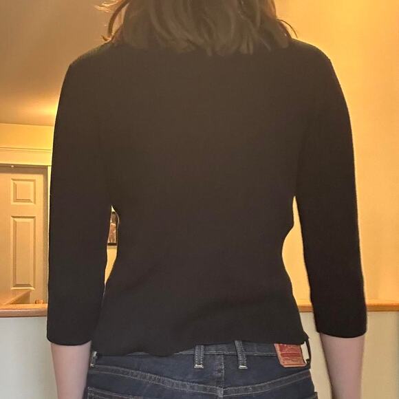 Worthington black ribbed button up cardigan with a preppy vibe size large - Picture 3 of 5